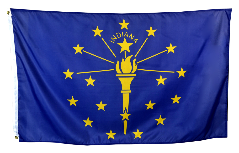 Shop72 US State Flags - Indiana - 3x5' Flag From Sturdy 100D Polyester - Canvas Header Brass Grommets Double Stitched From Wind Side