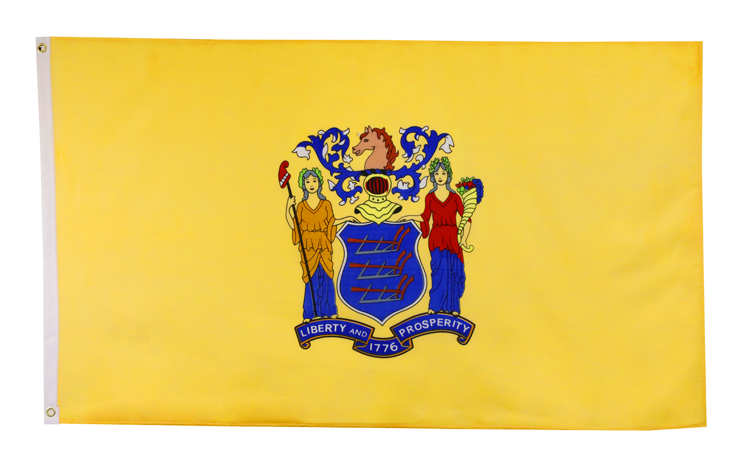 Shop72 US New Jersey State Flags - New Jersey Flag - 3x5' Flag From Sturdy 100D Polyester - Canvas Header Brass Grommets Double Stitched From Wind Side