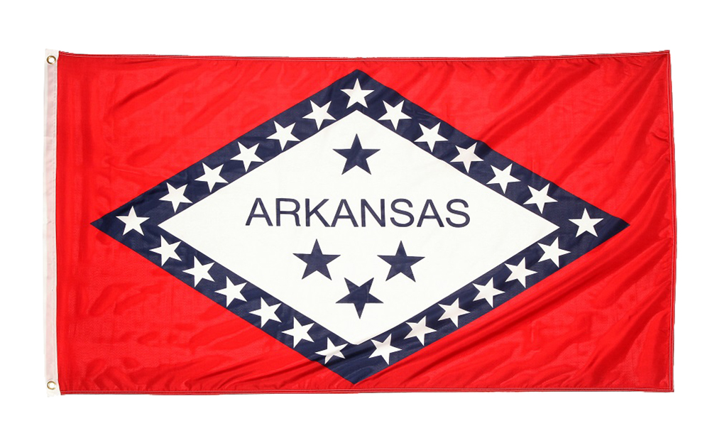 Shop72 US Arkansas State Flags: Arkansas Flag - 3x5' Flag From Sturdy 100D Polyester - Canvas Header Brass Grommets Double Stitched From Wind Side