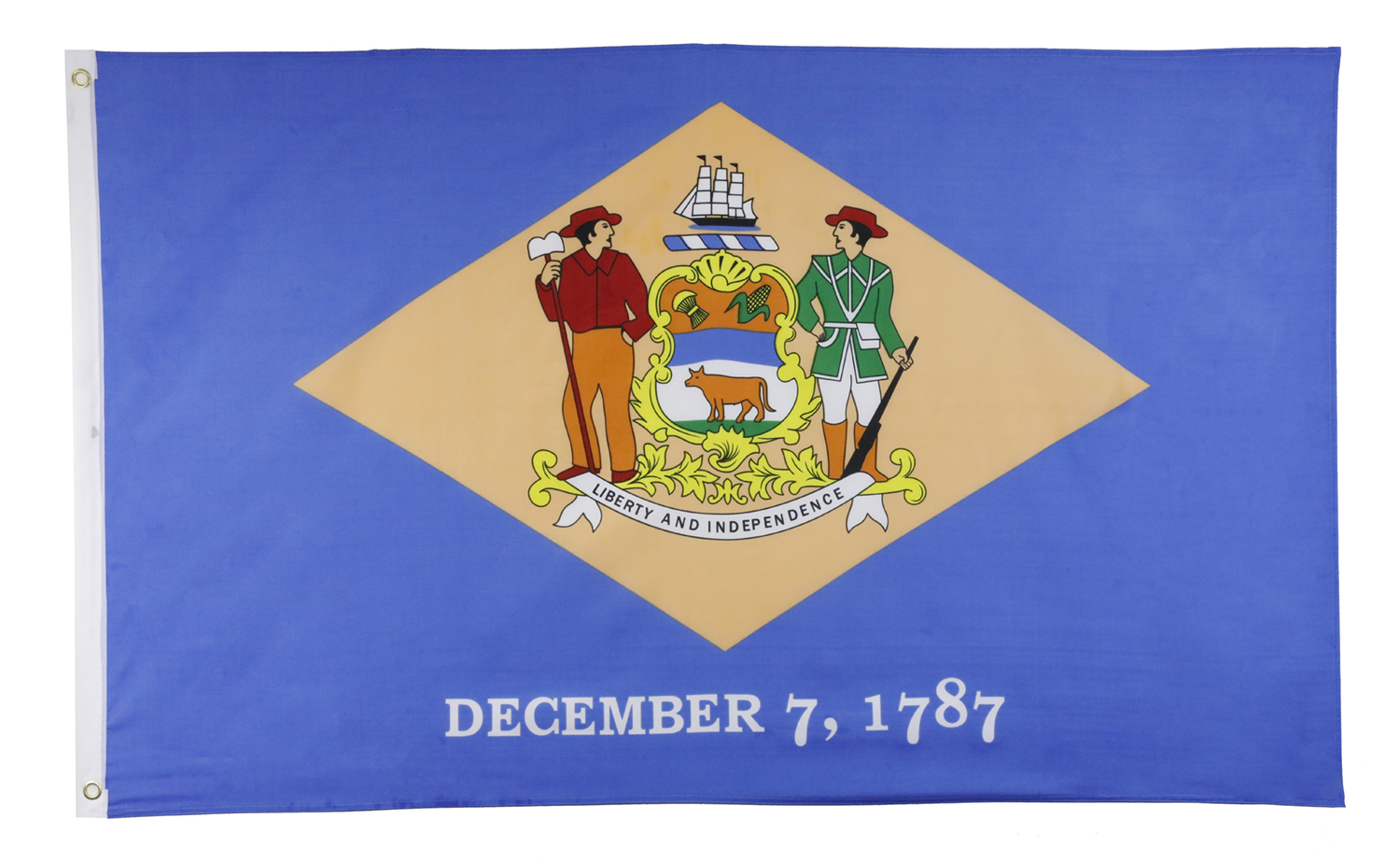 Shop72 US Delaware State Flags - Delaware Flag - 3x5' Flag From Sturdy 100D Polyester - Canvas Header Brass Grommets Double Stitched From Wind Side
