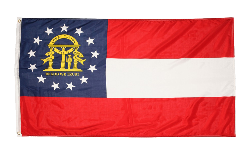 Shop72 US Georgia State Flags - Georgia Flag - 3x5' Flag from Sturdy 100D Polyester - Canvas Header Brass Grommets Double Stitched from Wind Side